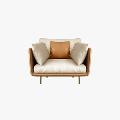 Scandinavian Orange Arm Sofa with Gold-plated Legs