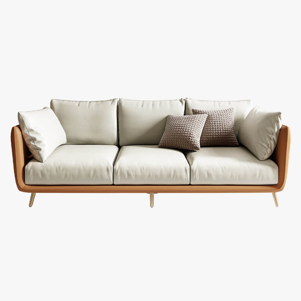 Scandinavian Orange Arm Sofa with Gold-plated Legs