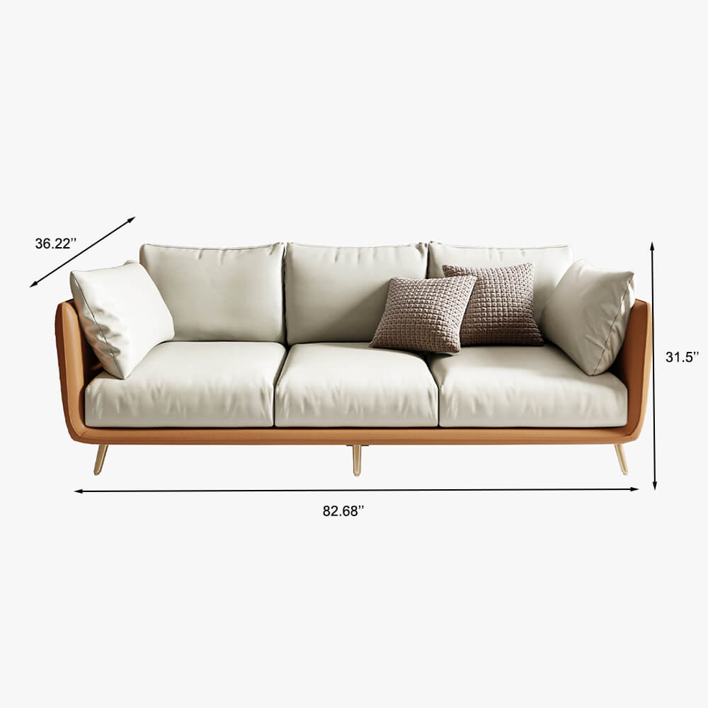 Scandinavian Orange Arm Sofa with Gold-plated Legs