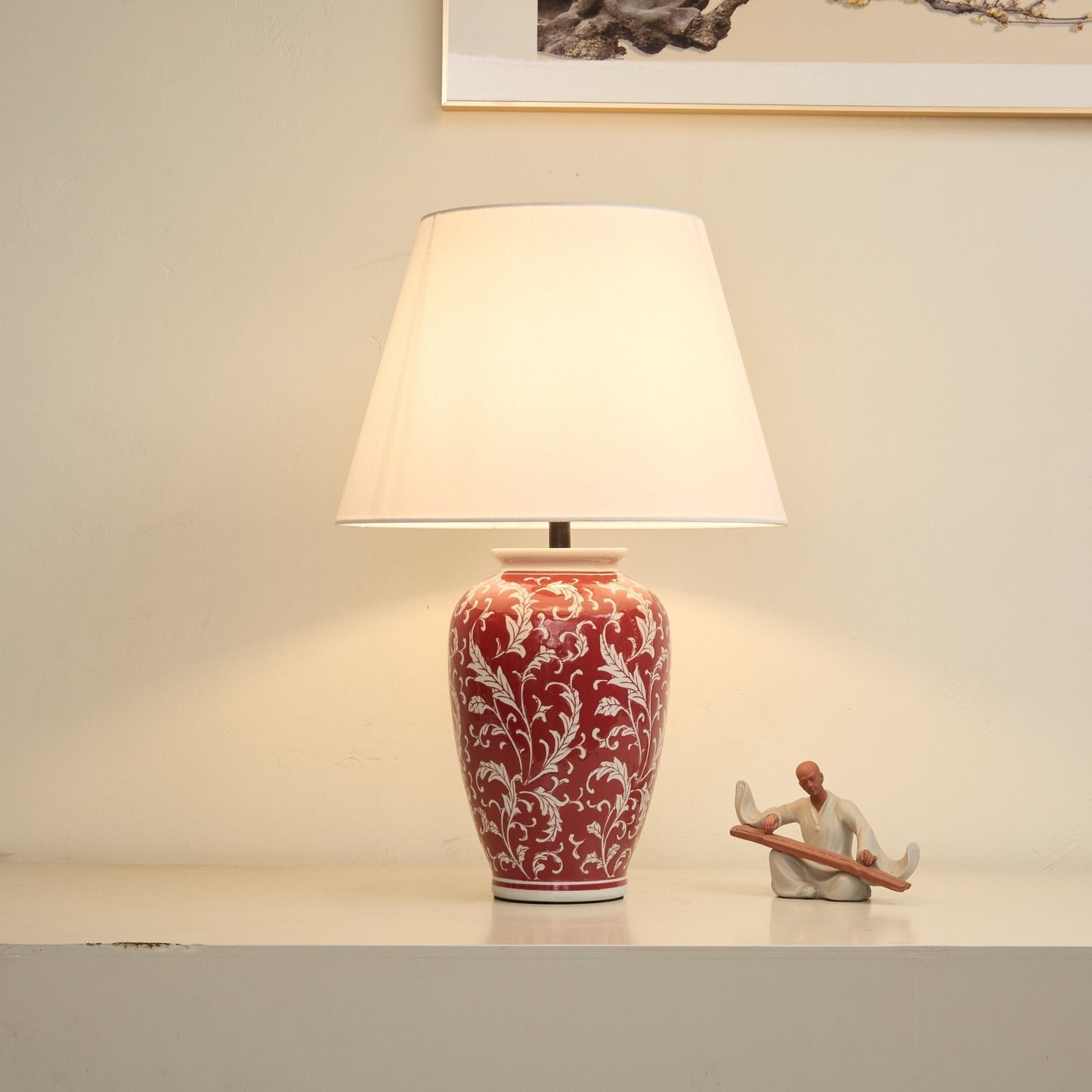 Scarlet Vine Ceramic Table Lamp