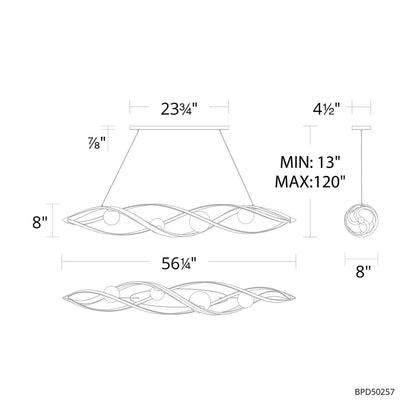 Schonbek Beyond Slipstream 56 Inch 4 Light Led Linear Suspension Light Cp748955