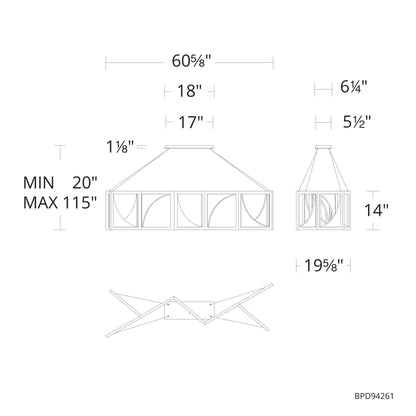 Schonbek Beyond Luna 61 Inch 7 Light Led Linear Suspension Light Cp748958