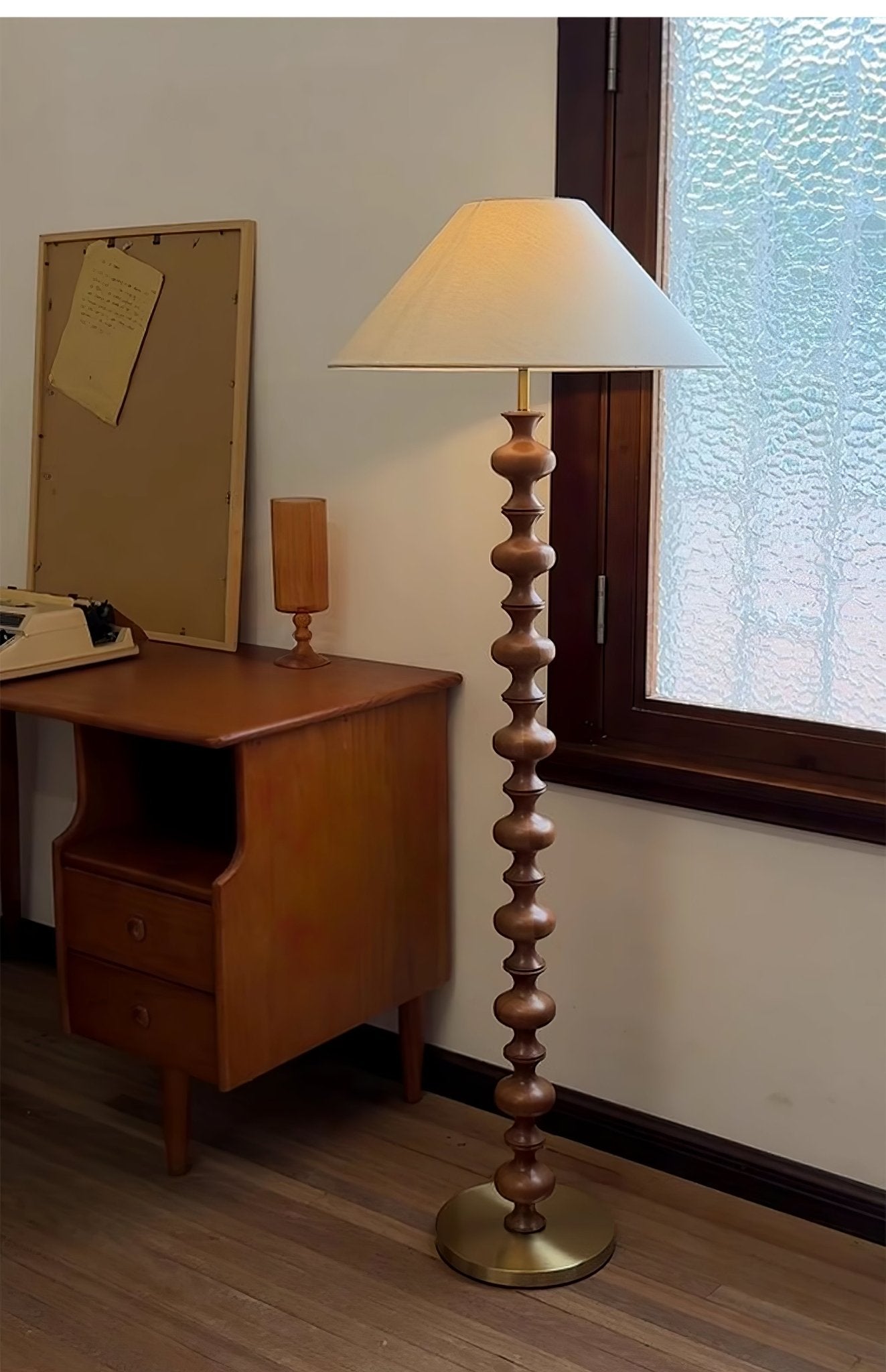 Sculpted Rhythm Wood Floor Lamp