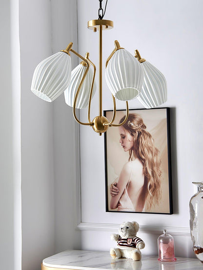 Ceramic Ribbed Chandelier