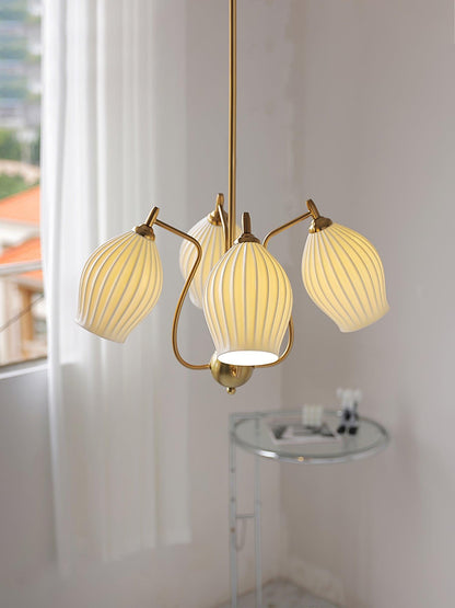 Ceramic Ribbed Chandelier