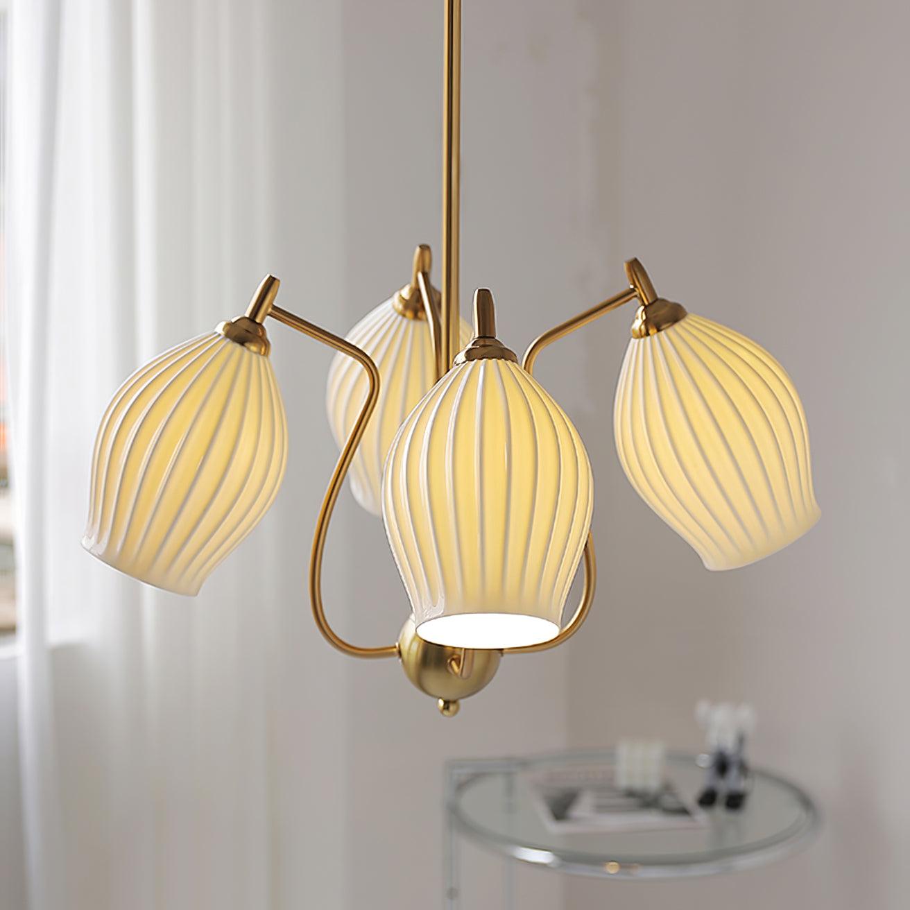 Ceramic Ribbed Chandelier