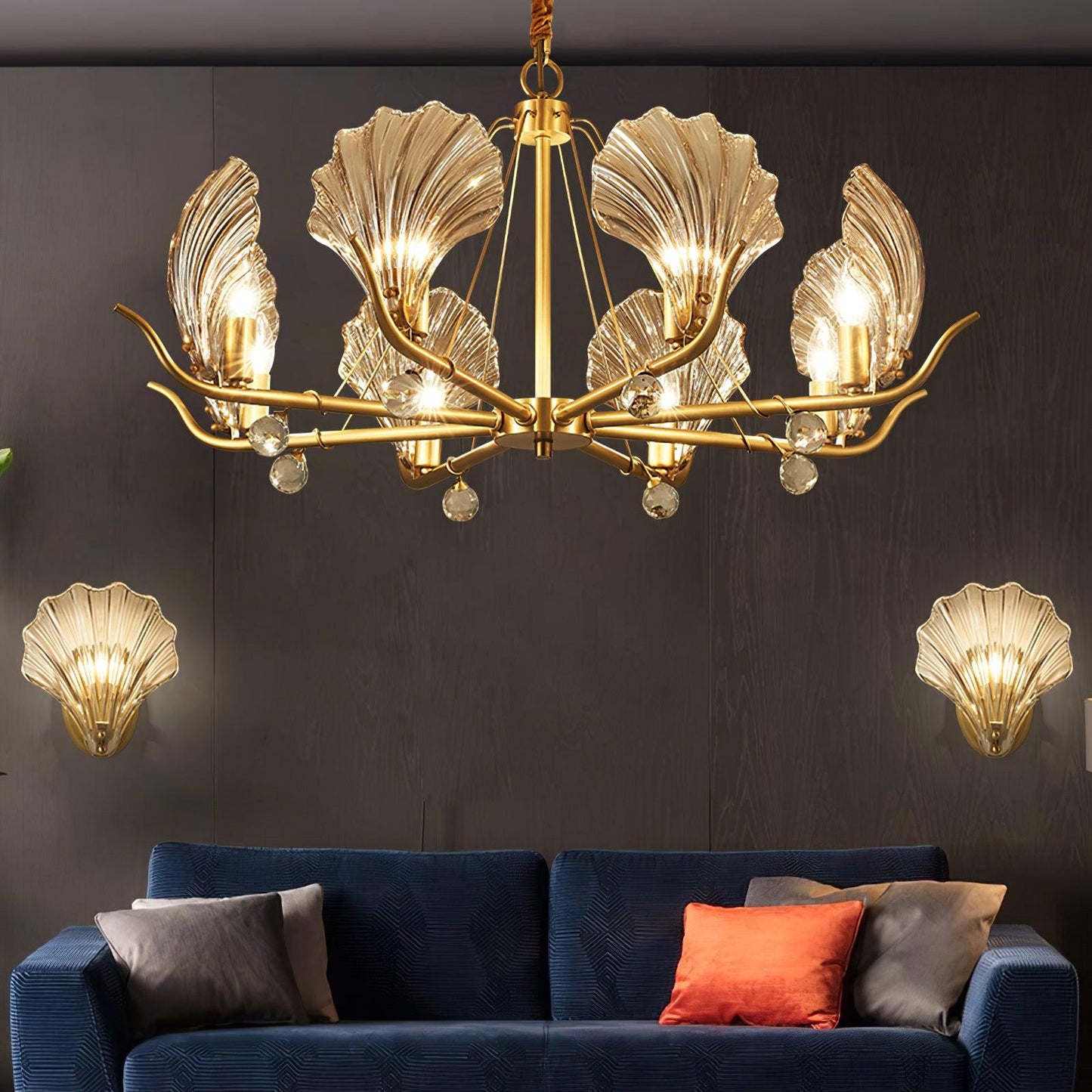 Shell Crystal Crown Chandelier