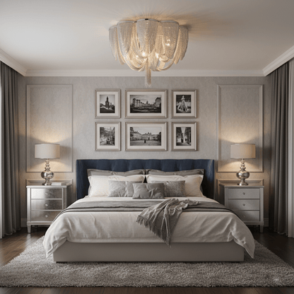 Silver Chain Tassel Ceiling Light