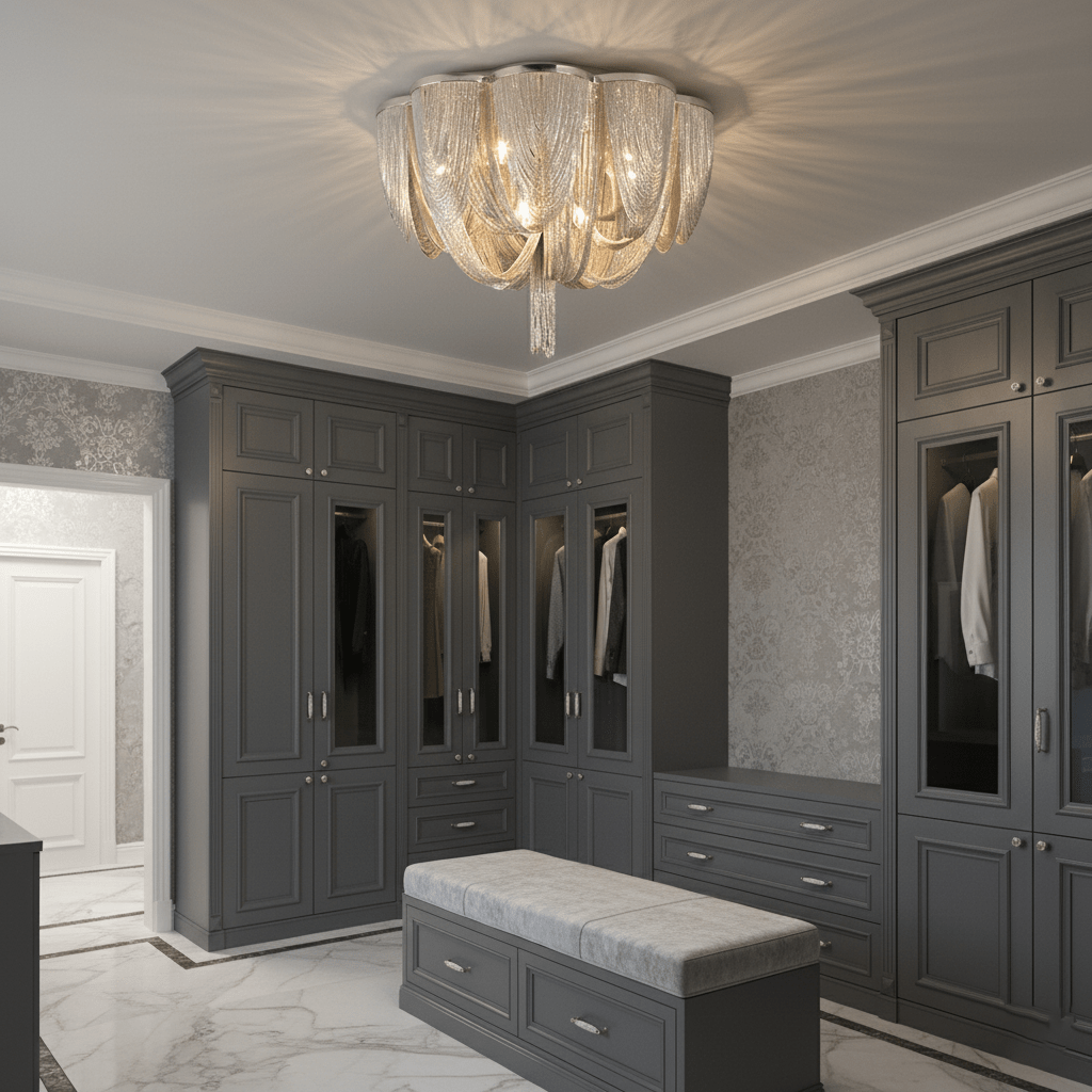 Silver Chain Tassel Ceiling Light