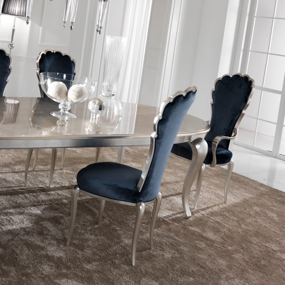 Italian Navy Blue Velvet Dining Chair