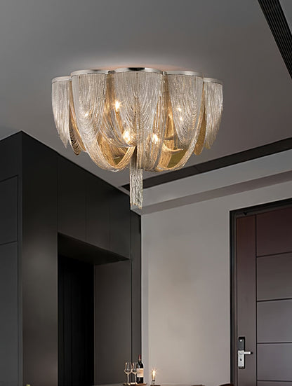 Silver Chain Tassel Ceiling Light