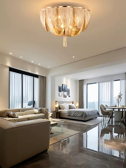 Silver Chain Tassel Ceiling Light