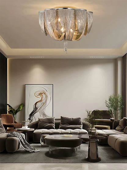 Silver Chain Tassel Ceiling Light
