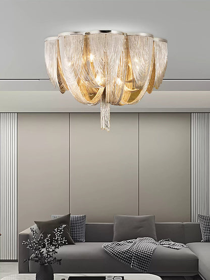 Silver Chain Tassel Ceiling Light