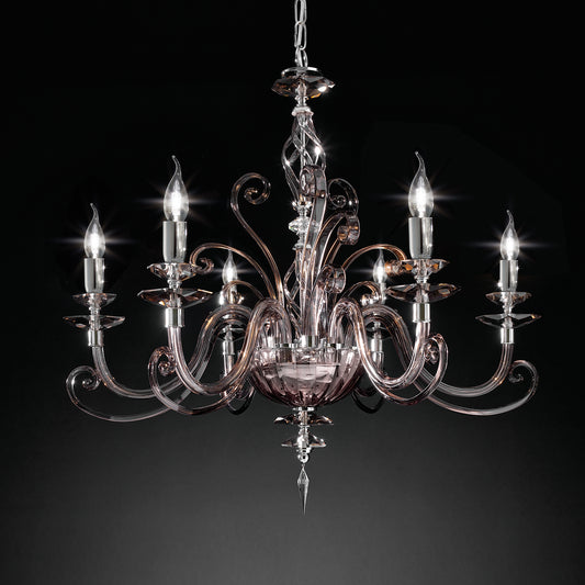 Smoked Glass 6 Arm Chandelier