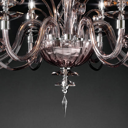 Smoked Glass 6 Arm Chandelier