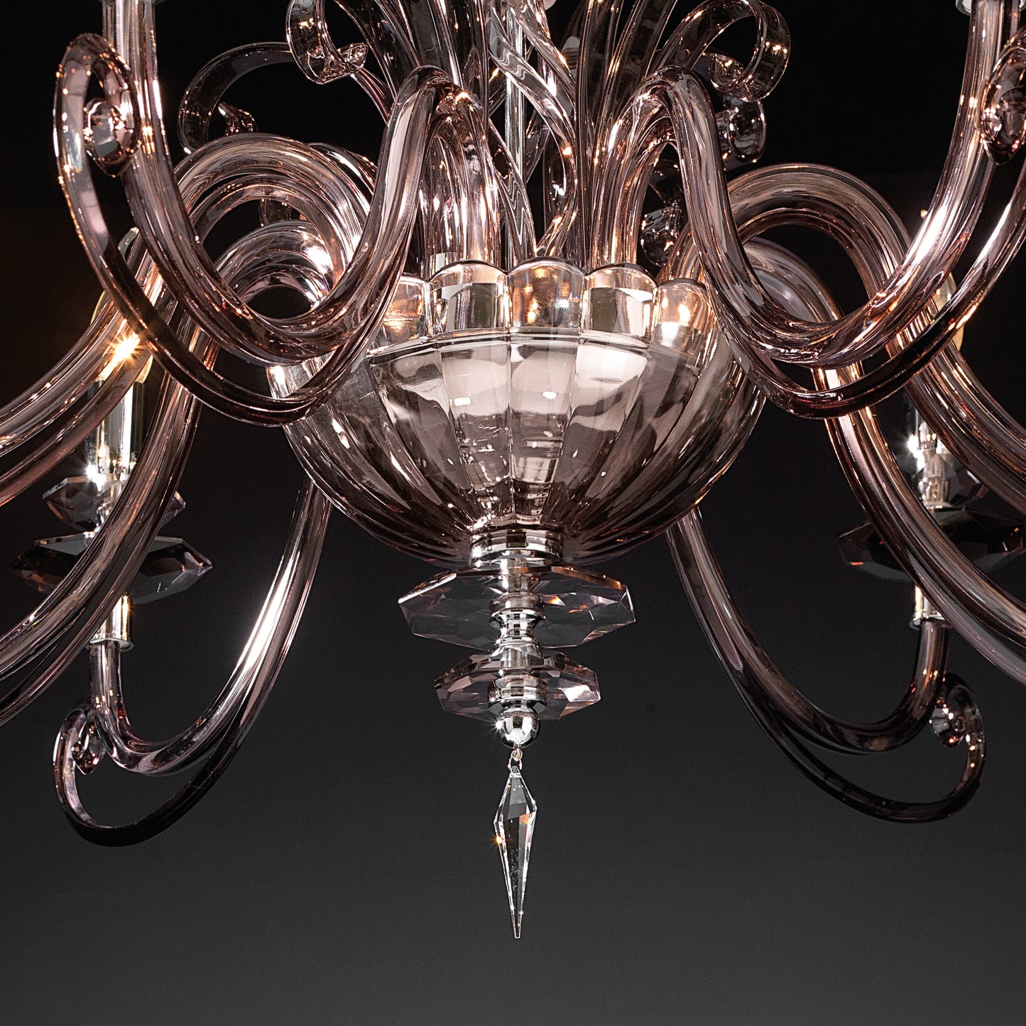 Smoked Glass 8 Arm Chandelier