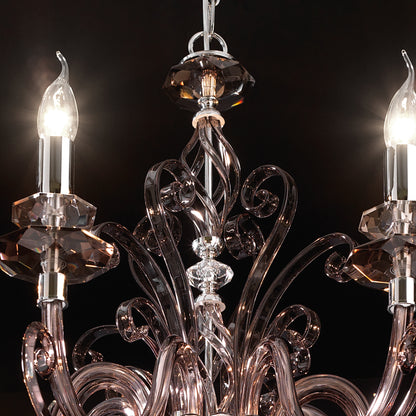 Smoked Glass 8 Arm Chandelier