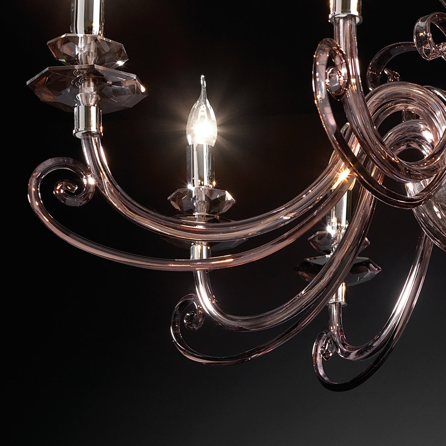 Smoked Glass 8 Arm Chandelier