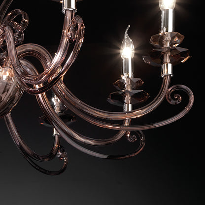 Smoked Glass 8 Arm Chandelier