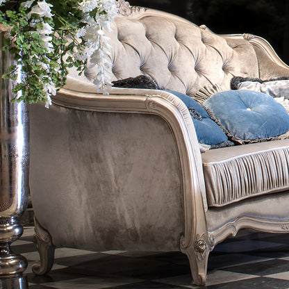 Classic Italian Grey Velvet Two Seater Sofa