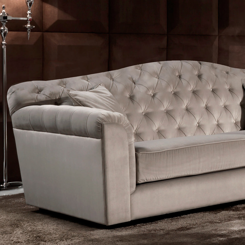 Classic Italian Button Upholstered Luxury Velvet Sofa