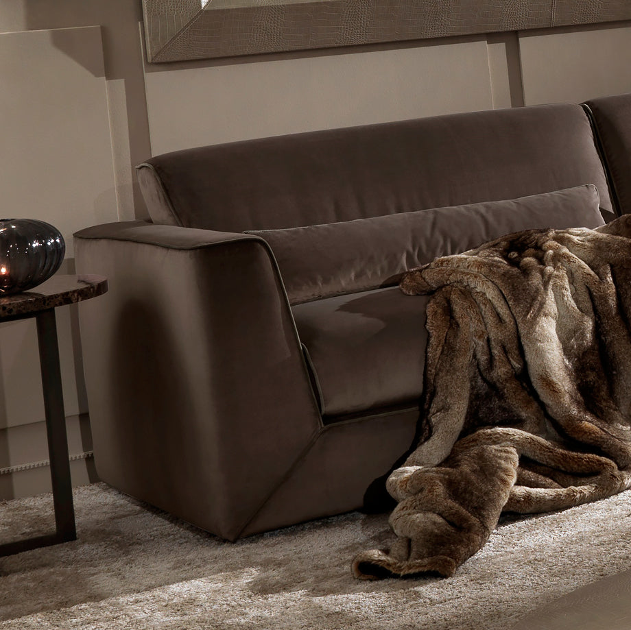 Exclusive Modern Italian Chocolate Brown Velvet Sofa