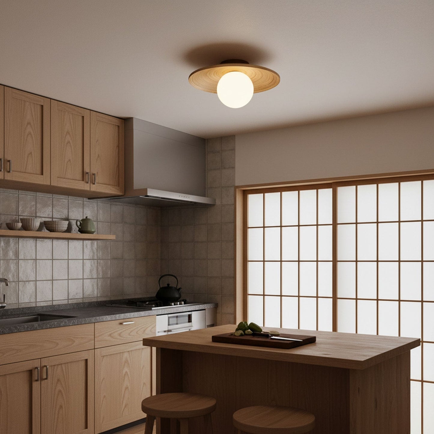 Soluna Wood Ceiling Light