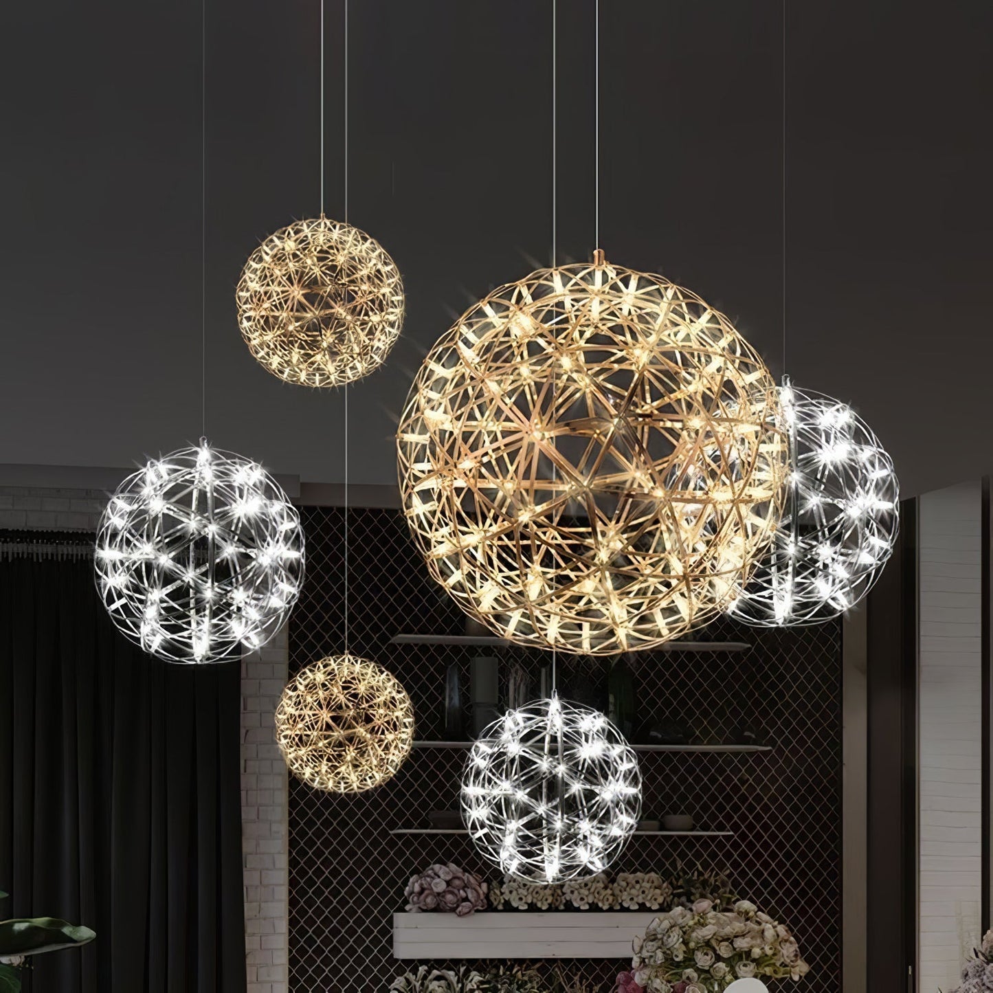 Gold Spark Ball Drop light Pendant Light