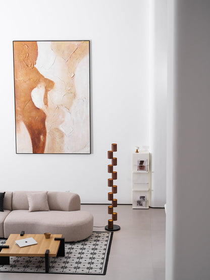 Stacked Wood Tower Floor Lamp