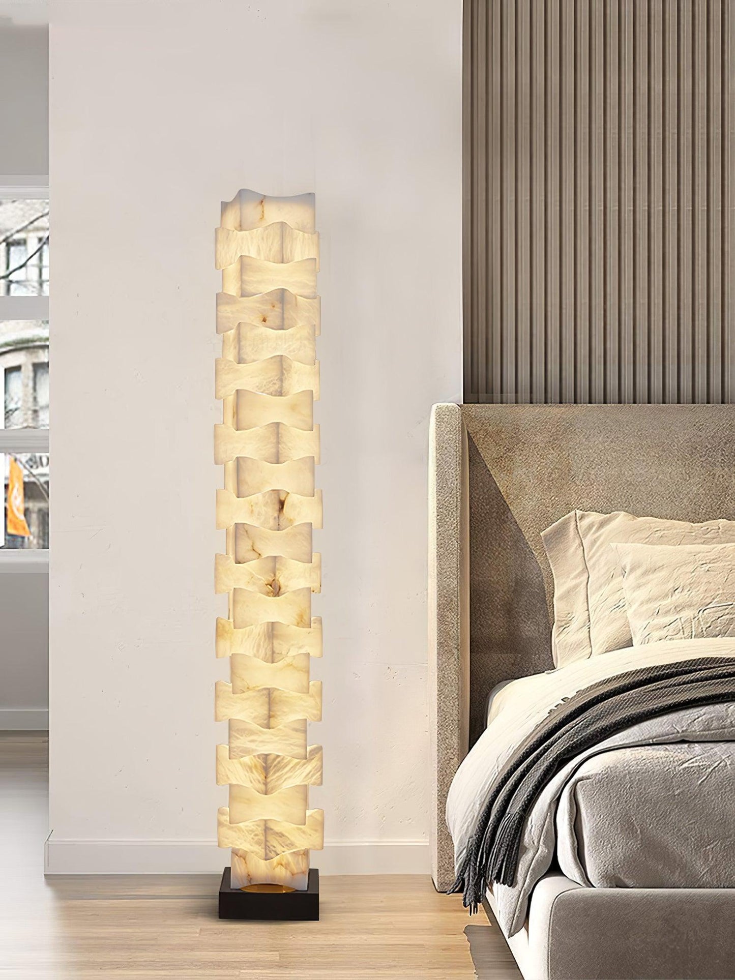 Stacked Alabaster Squares Accent Lamp Floor Lamp