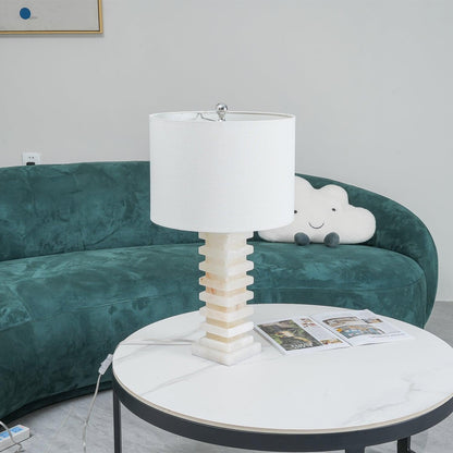 Stacked Alabaster Bedside lamp Table Lamp