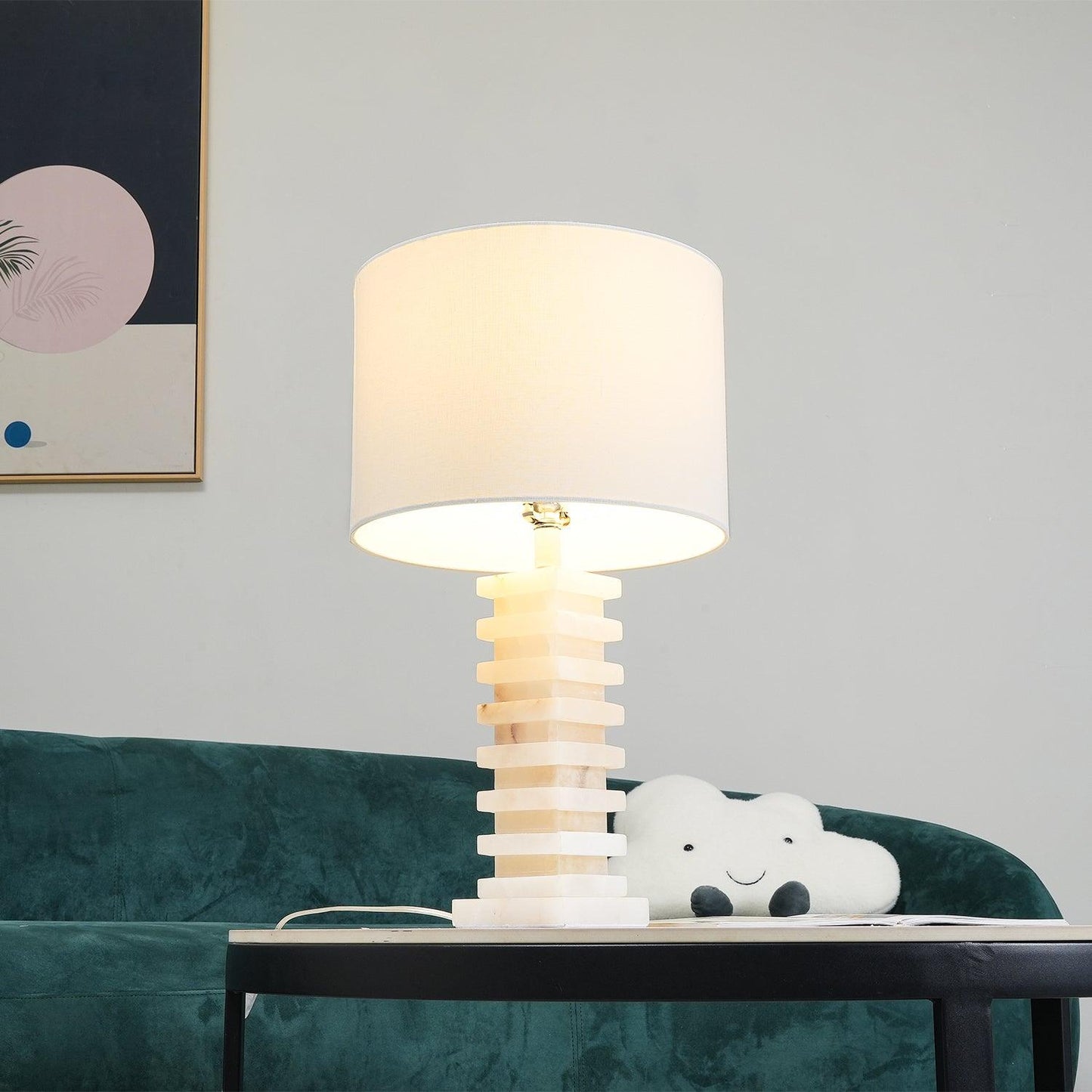 Stacked Alabaster Bedside lamp Table Lamp