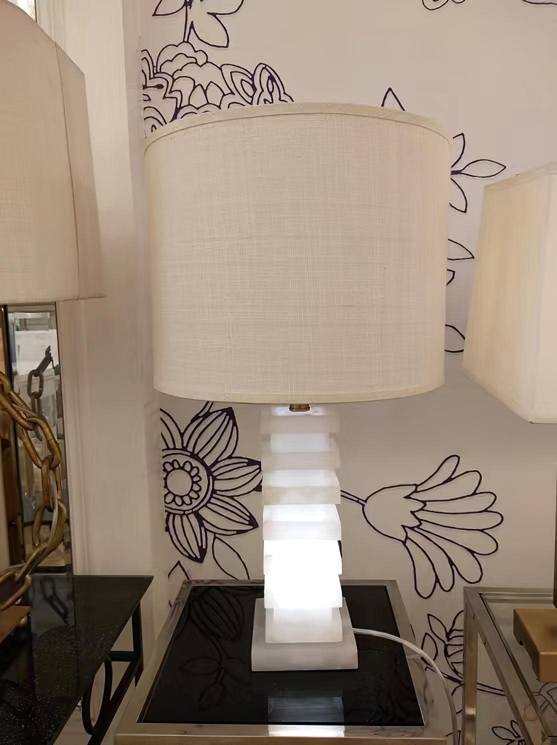 Stacked Alabaster Bedside lamp Table Lamp