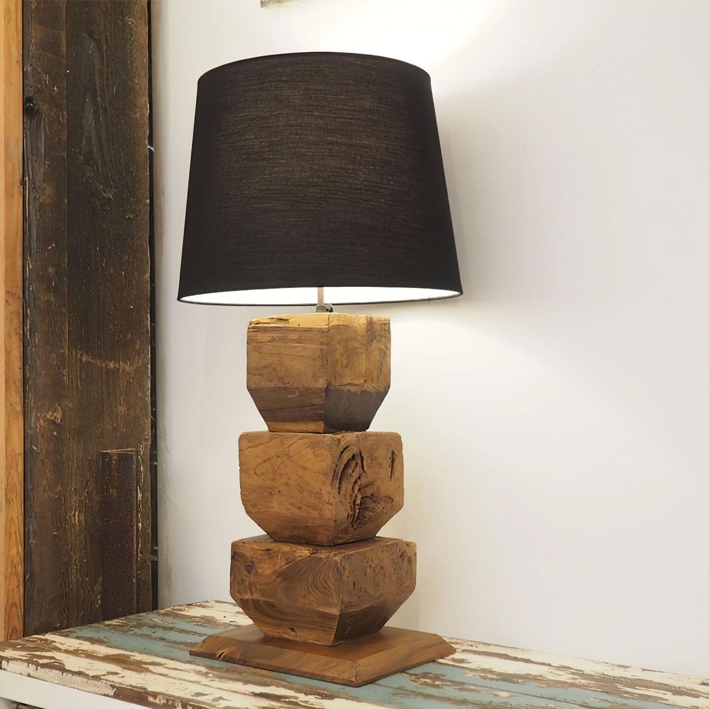 Stacked Wooden Accent lamp Table Lamp