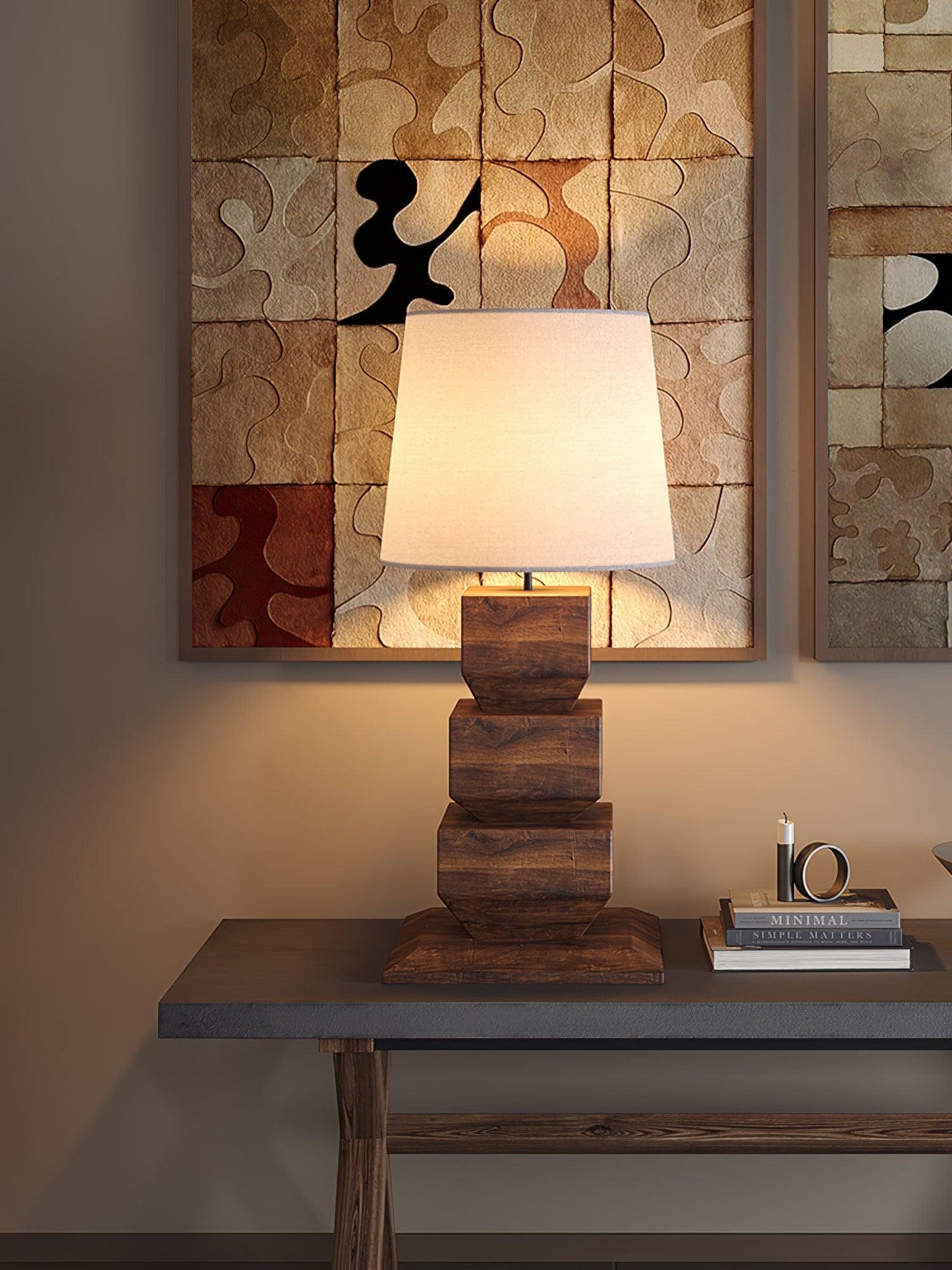 Stacked Wooden Accent lamp Table Lamp