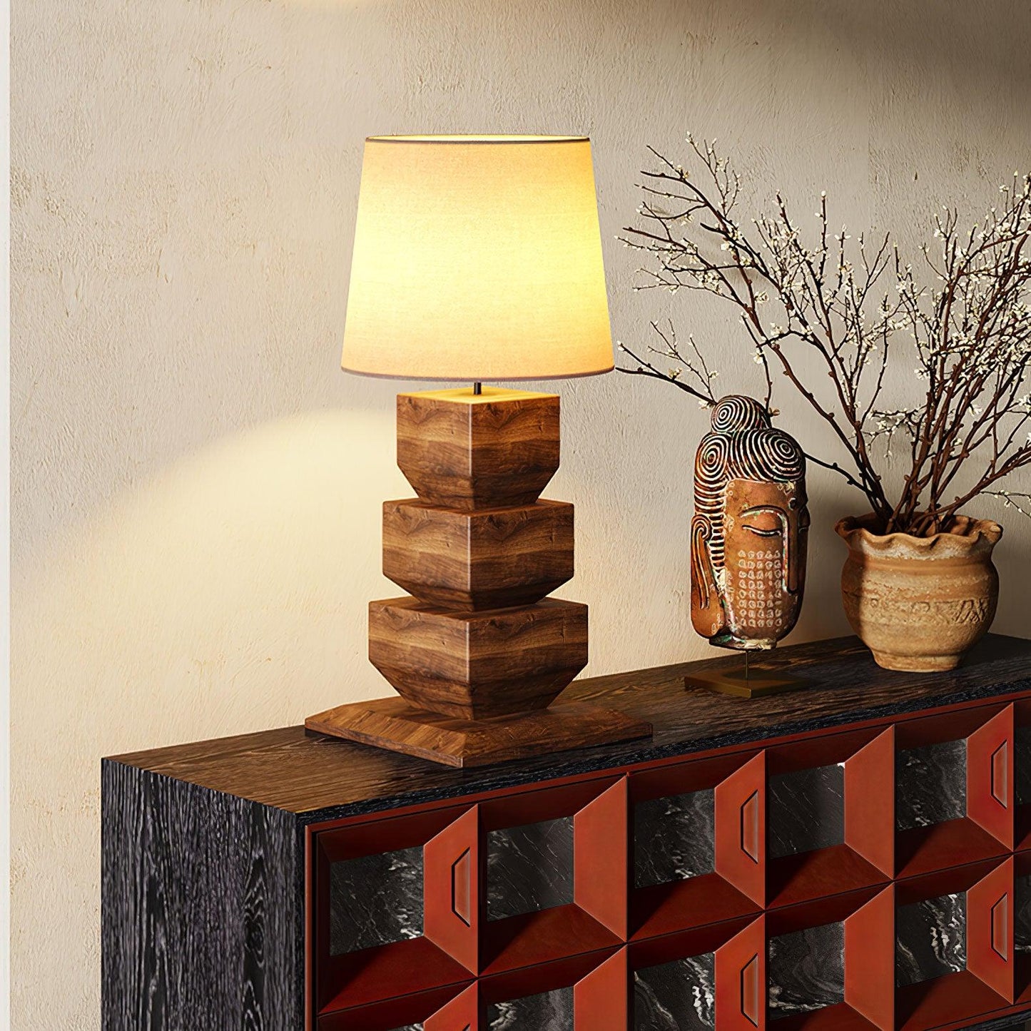 Stacked Wooden Accent lamp Table Lamp