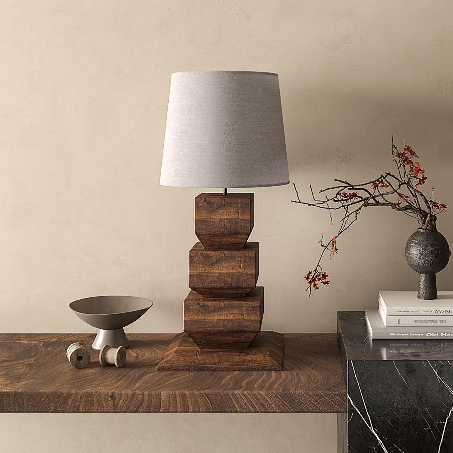 Stacked Wooden Accent lamp Table Lamp