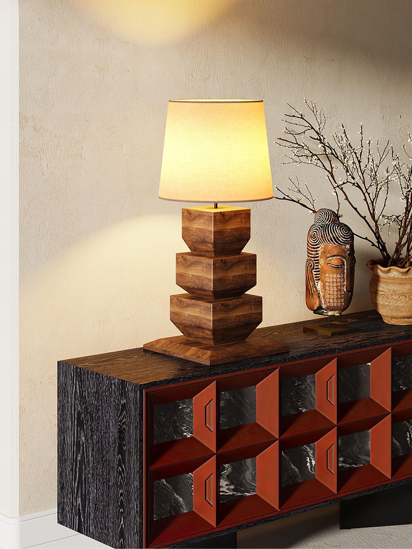 Stacked Wooden Accent lamp Table Lamp