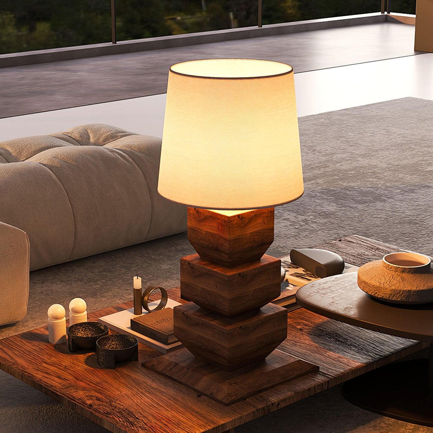 Stacked Wooden Accent lamp Table Lamp