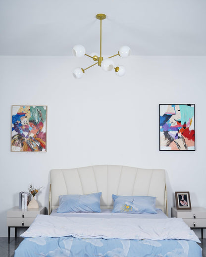 Staggered Glass 6 Light Crown Chandelier