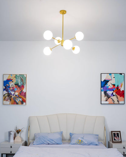 Staggered Glass 6 Light Crown Chandelier