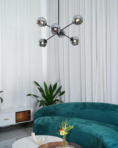 Staggered Glass 6 Light Crown Chandelier