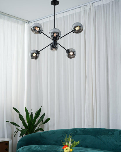 Staggered Glass 6 Light Crown Chandelier