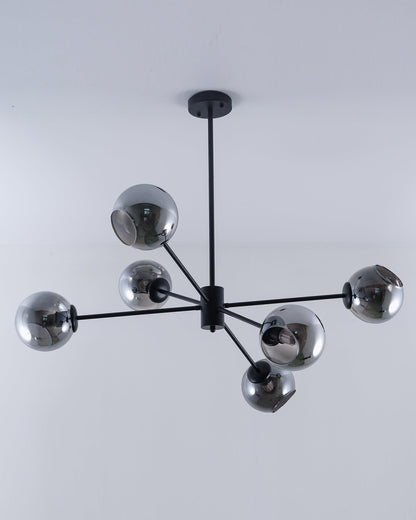 Staggered Glass 6 Light Crown Chandelier