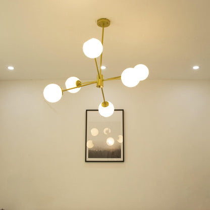 Staggered Glass 6 Light Crown Chandelier