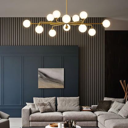 Staggered Glass Globes Candelabrum Chandelier