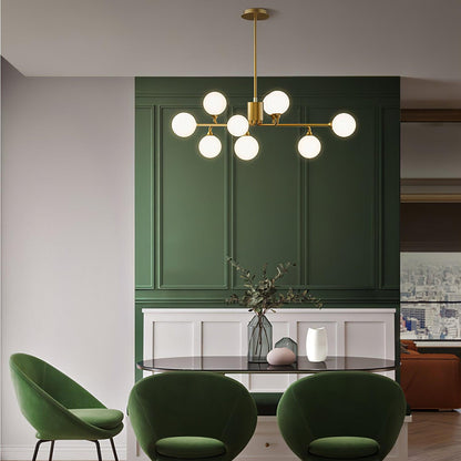 Staggered Glass Globes Candelabrum Chandelier