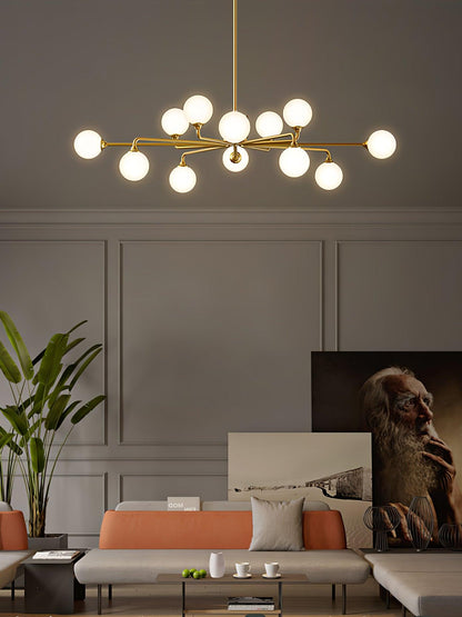 Staggered Glass Globes Candelabrum Chandelier