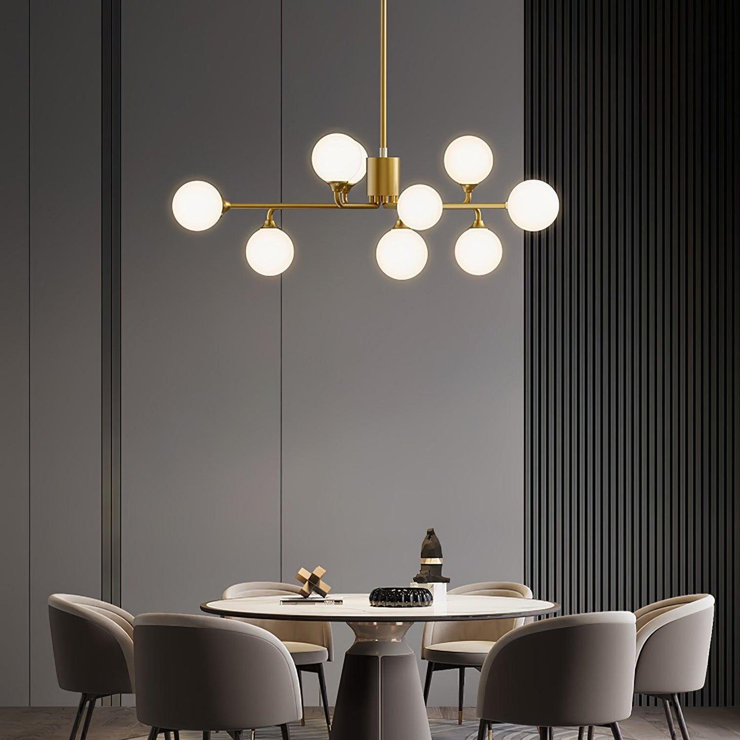 Staggered Glass Globes Candelabrum Chandelier